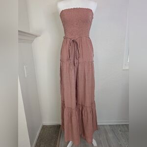 Love Tree Mauve Strapless Jumpsuit Made With Sustainable Natural Fibers